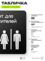 Табличка Туалет для посетителей, на дверь и стену, навигационная и информационная, серия CONCEPT, 18х18 см, Айдентика Технолоджи
