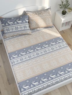 Постельное белье Сказка "Скандинавия" евро Наволочка 50х70 см 2 шт Простынь на резинке 180х200 см Пододеяльник 200х215 см, перкаль