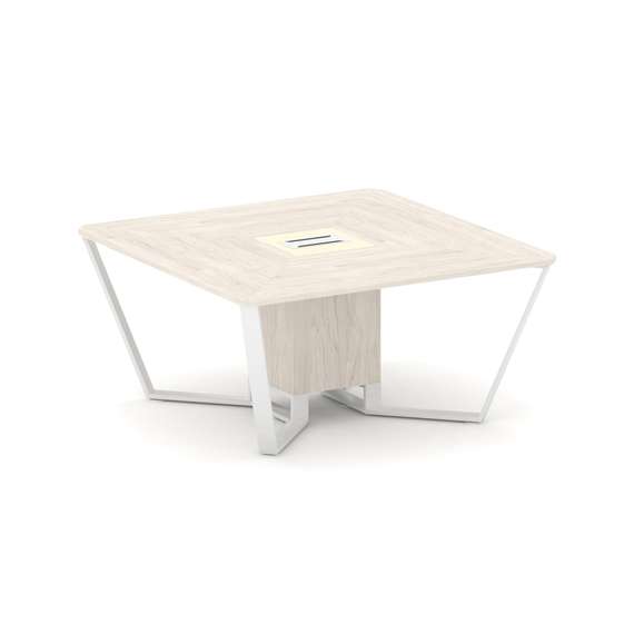 Steel Meet Стол переговорный квадратный KMK-PR.B.SP-08 Денвер Светлый/Ваниль Глянец/Металл Белый 160