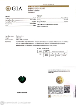 Изумруд, Сердце, 1 шт / 5,2 карат, Колумбия