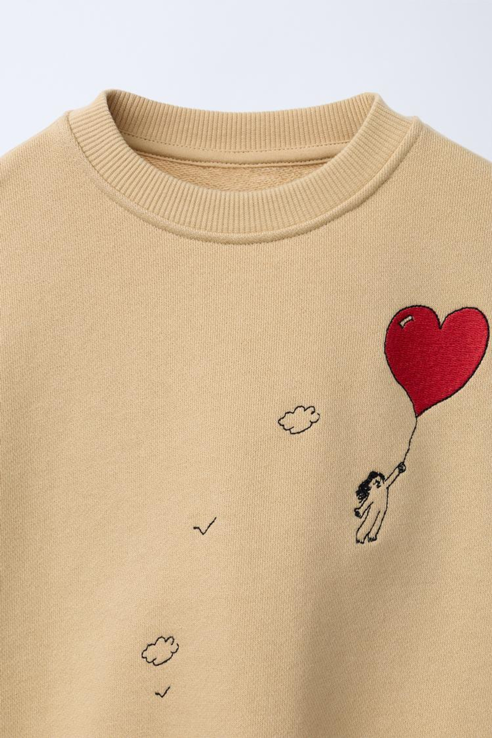 ZARA ТОЛСТОВКА С ВЫШИВКОЙ ORFAYO ©э, СВЕТЛО-КОРИЧНЕВЫЙ