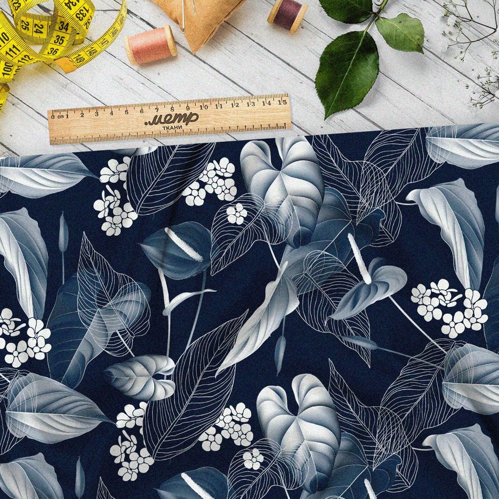 Ткань флис листья комнатного антуриума