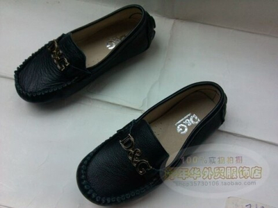 Мокасины детские из однотонной кожи с логотипом