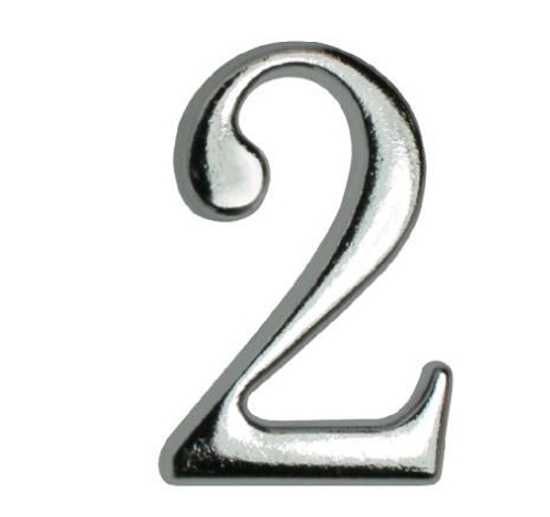Цифра дверная АЛЛЮР ''2'' метал. на клеевой основе  ХРОМ /5063