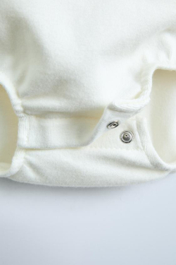 ZARA БОДИ ИЗ МЯГКОЙ ТКАНИ С КОНТРАСТНЫМ КРУГЛЫМ ВОРОТНИКОМ, ЖЕЛТОВАТО-БЕЛЫЙ