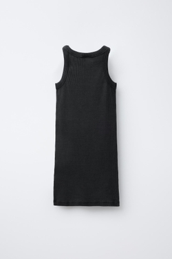 ZARA ПЛАТЬЕ В РУБЧИК В ПОЛОСКУ, АНТРАЦИТОВО-СЕРЫЙ