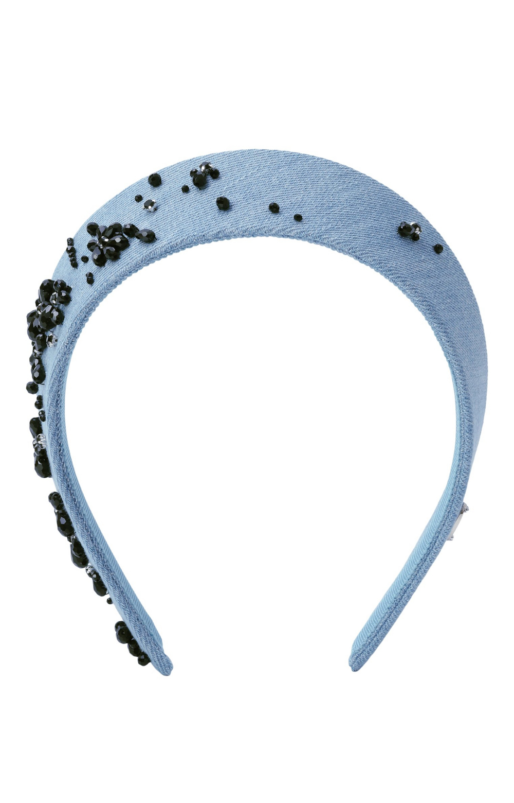 Кокошник из голубой джинсы с черными цветами S