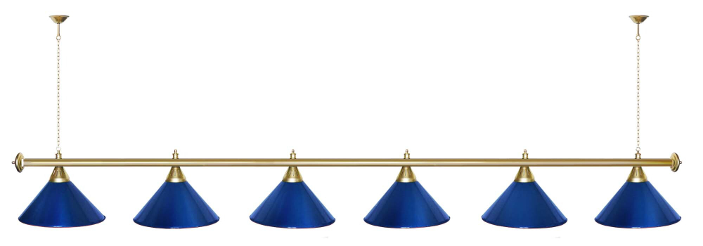 Лампа STARTBILLIARDS 6 пл. (плафоны зеленые,штанга зеленая,фурнитура золото)