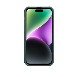 Защитный чехол зеленого цвета от Nillkin с ремешком на руку для iPhone 14 Pro Max, серия Strap Case, металлическая рамка для линз камеры