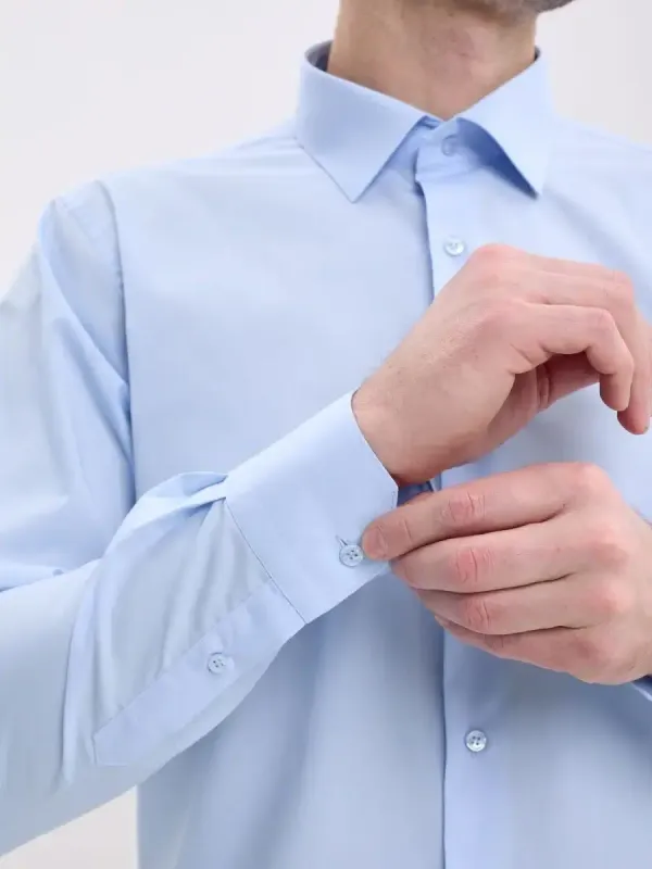 Рубашка на высокий рост LONG SLIM FIT с длинным рукавом, голубая