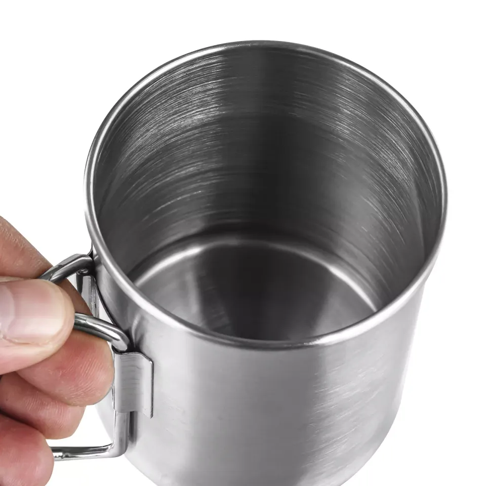 Кружка походная стальная складные ручки 300мл