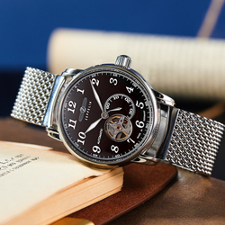 ZEPPELIN Piaget Collection Automatic Mechanical Movement Men"s Watches Watch 40 Coffee Watch Dial Steel Strap