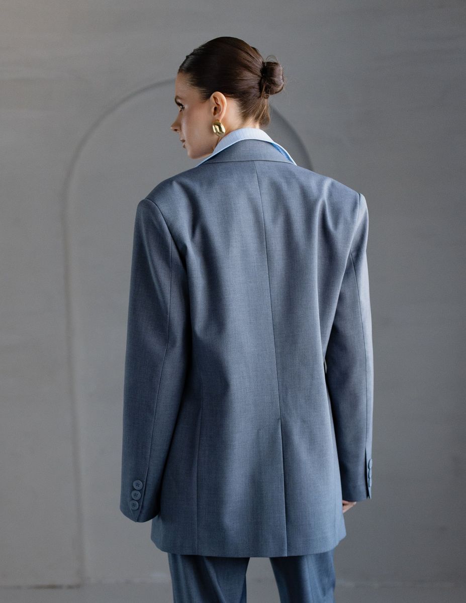 Жакет из вискозы однобортный темно-серый