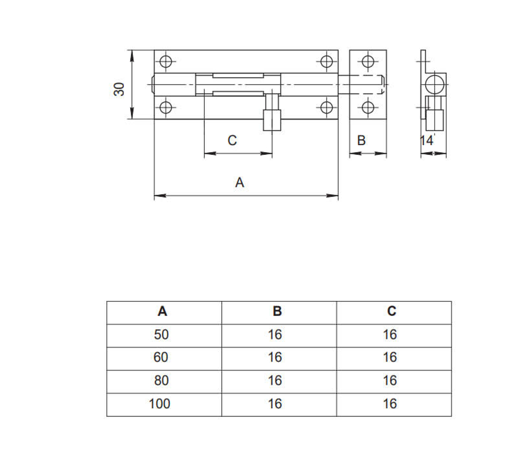 Шпингалет Апекс DB-05-50-W белый