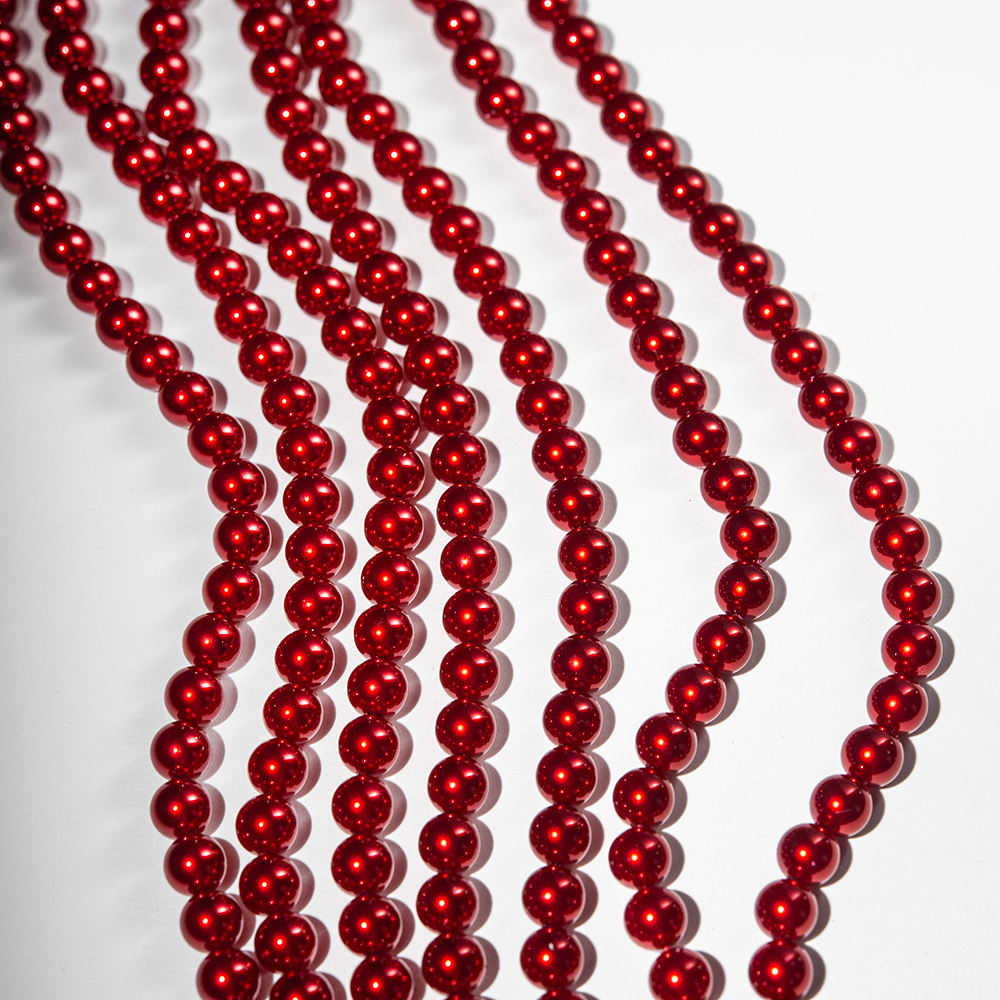 Хрустальный жемчуг, оттенок "Красный", шар 8мм, улучшенное покрытие