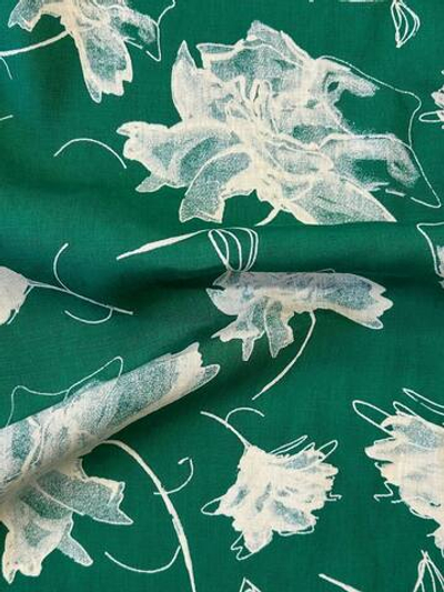 Лен Aspesi зеленый с белыми цветами