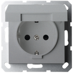 Розетка SCHUKO© с крышкой и защитными шторками 16A 250V~ 2P+T, цвет Алюминий
