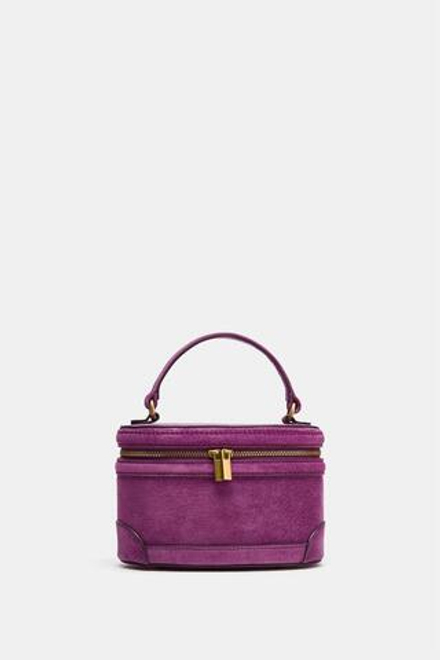 ZARA КОЖАНАЯ СУМКА-КЕЙС, ЛИЛОВЫЙ