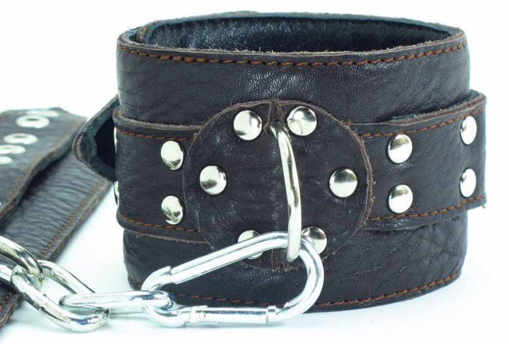 Оковы кожаные БДСМ Арсенал коричневые, мягкая кожа