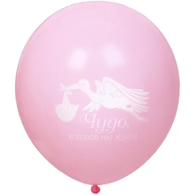 Воздушные шары 50 шт, 10»/25см Наша доченька (розовый/белый)