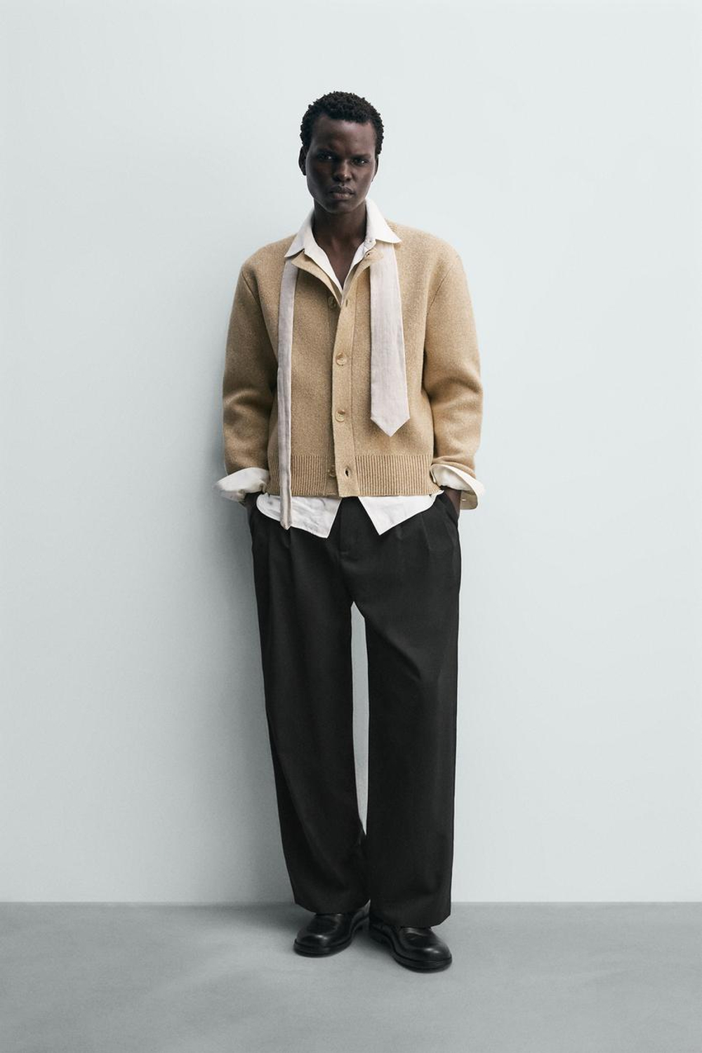 ZARA КАРДИГАН СВОБОДНОГО КРОЯ, БЕЖЕВЫЙ