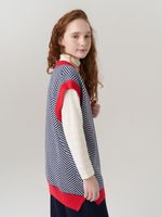 Жилетка для девочки в школу 953 индиго-коралл