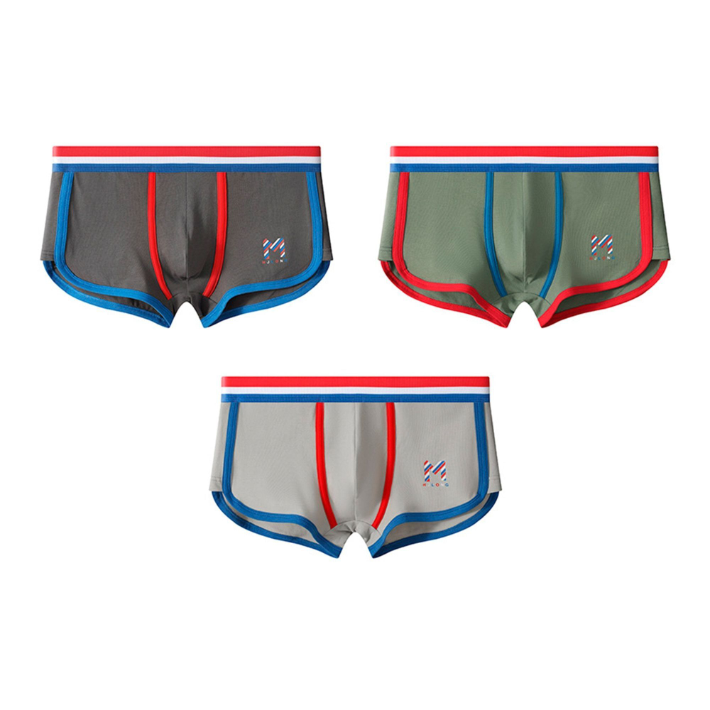 Набор из 3 мужских трусов-боксеров с контрастной отделкой (Размер: XXL) (Цвет: разноцветный)