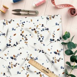 Ткань габардин веточки эвкалипта