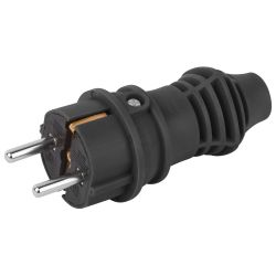 Вилка ЭРА VX13-B-IP44 каучуковая c заземлением 16А IP44 прямая черная
