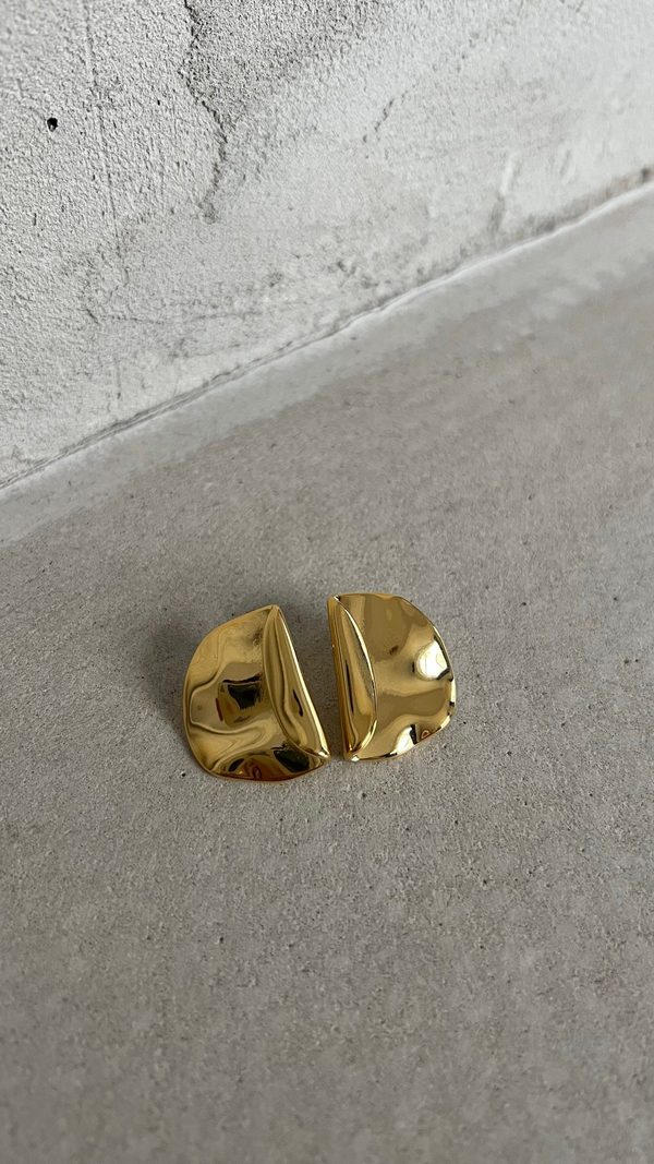 Серьги имиджевые мятое золото