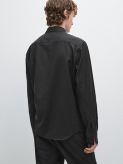 Massimo Dutti Куртка-рубашка из 100% шерстяной фланели, маренго