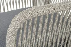 "Лион" стул плетеный из роупа, каркас из стали темно-серый (RAL7024) муар, роуп серый меланж круглый, ткань серая 017