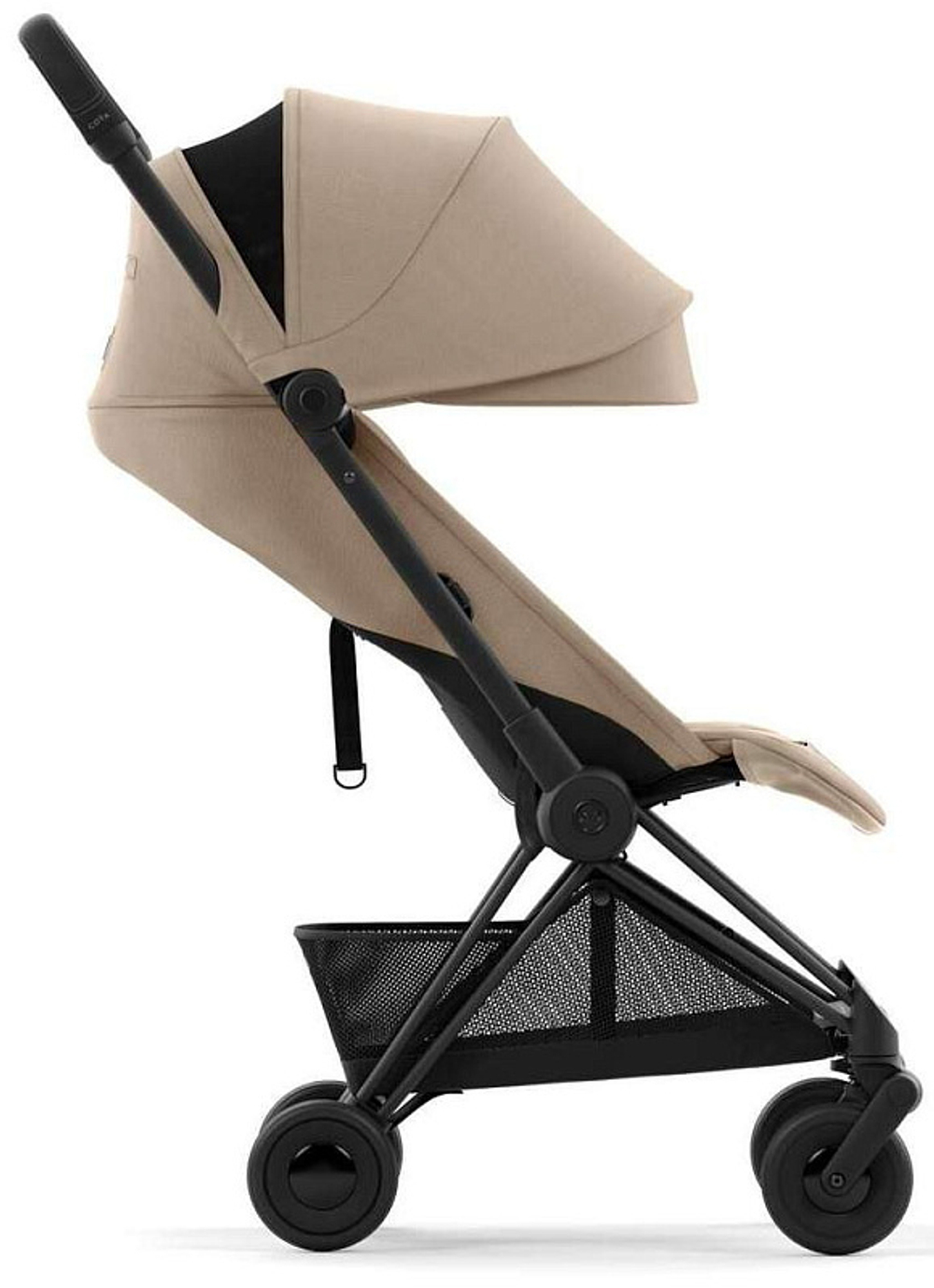 Коляска Cybex Coya Matt Black Frame Cloud G i-Size Fog Grey 2 в 1 Cozy Beige с дождевиком и бампером