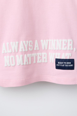 ZARA ФУТБОЛКА В СТИЛЕ ПРЕППИ С НАДПИСЬЮ, РОЗОВЫЙ/БЕЛЫЙ