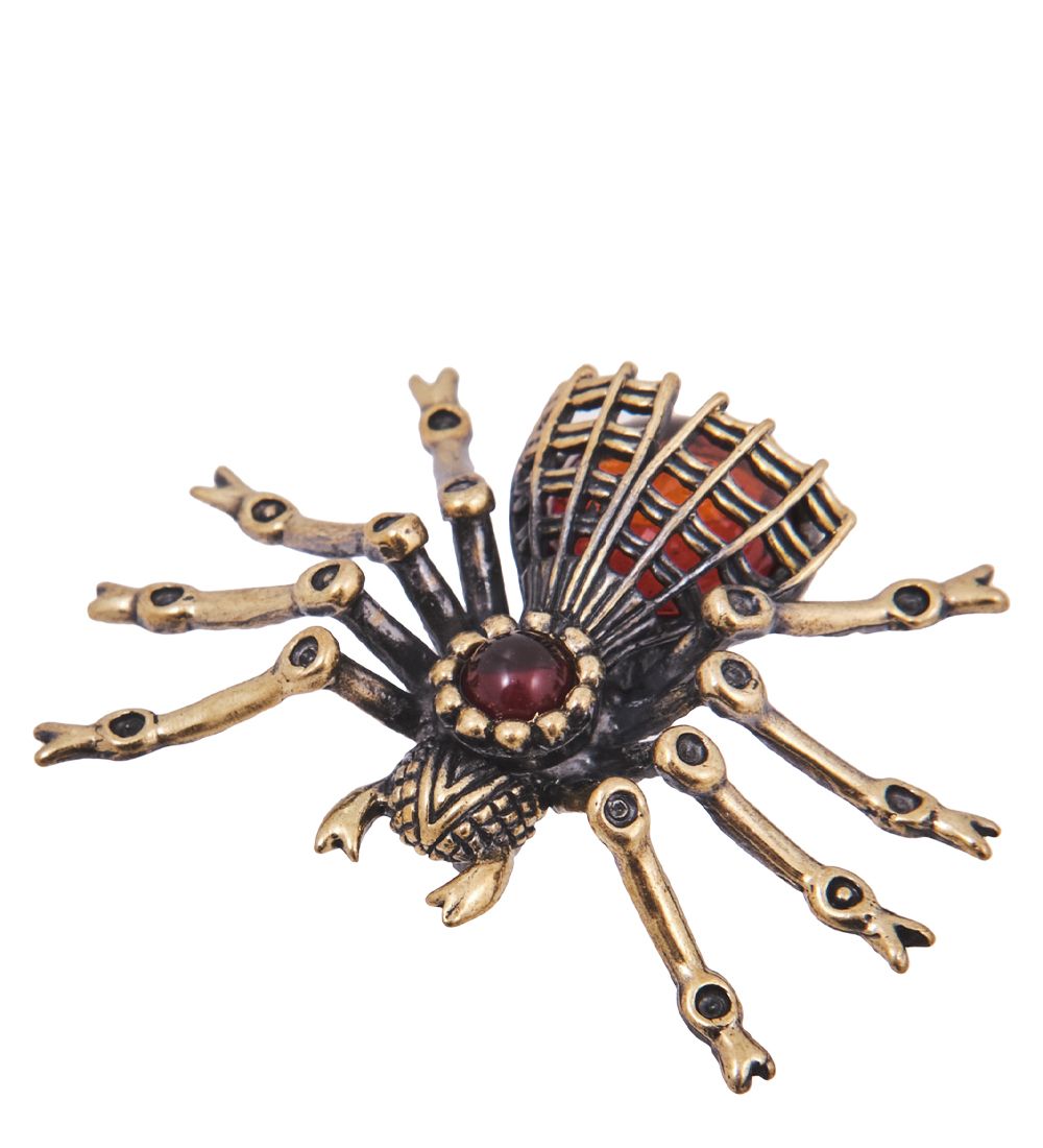 AM-4151 Брошь «Паук Невеста» (латунь, янтарь)