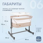 Детская приставная кроватка Nuovita Accanto Vicino Khaki Lino/Хаки лён