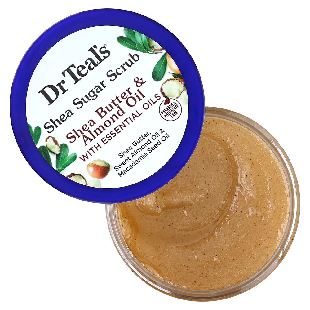 Dr. Teal's, сахарный скраб из ши, масло ши и миндальное масло с эфирными маслами, 538 г (19 унций)
