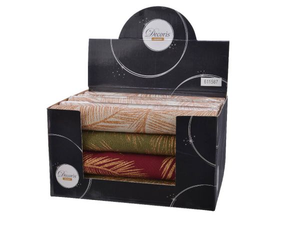 Новогодняя дорожка для стола Лист папоротника 200х35 см., бордо, Kaemingk (611587/1)