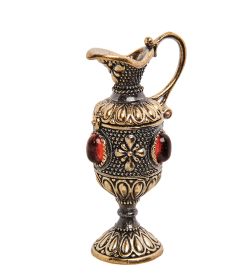 AM-3164 Фигурка «Кувшин Цветок востока» (латунь, янтарь)