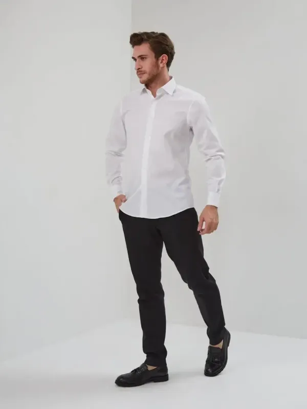 Рубашка приталенная SLIM FIT с длинным рукавом, белая