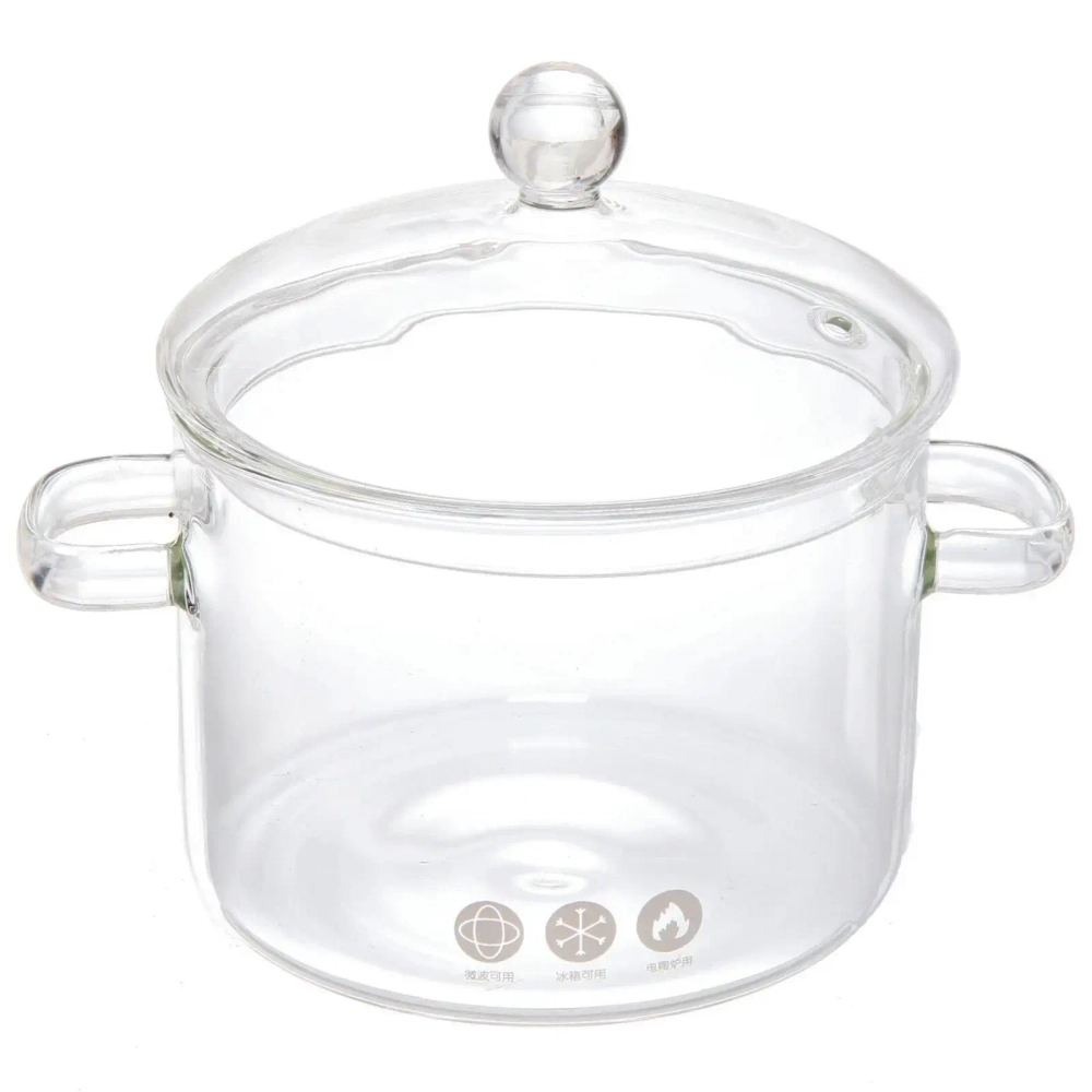 Кастрюля из боросиликатного стекла 1,9л «Хай-Тек» со стеклянными ручками