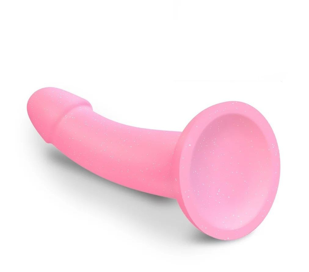 Фаллоимитатор из жидкого силикона Dildolls Glitzy - 17,6 см. (Цвет: розовый)