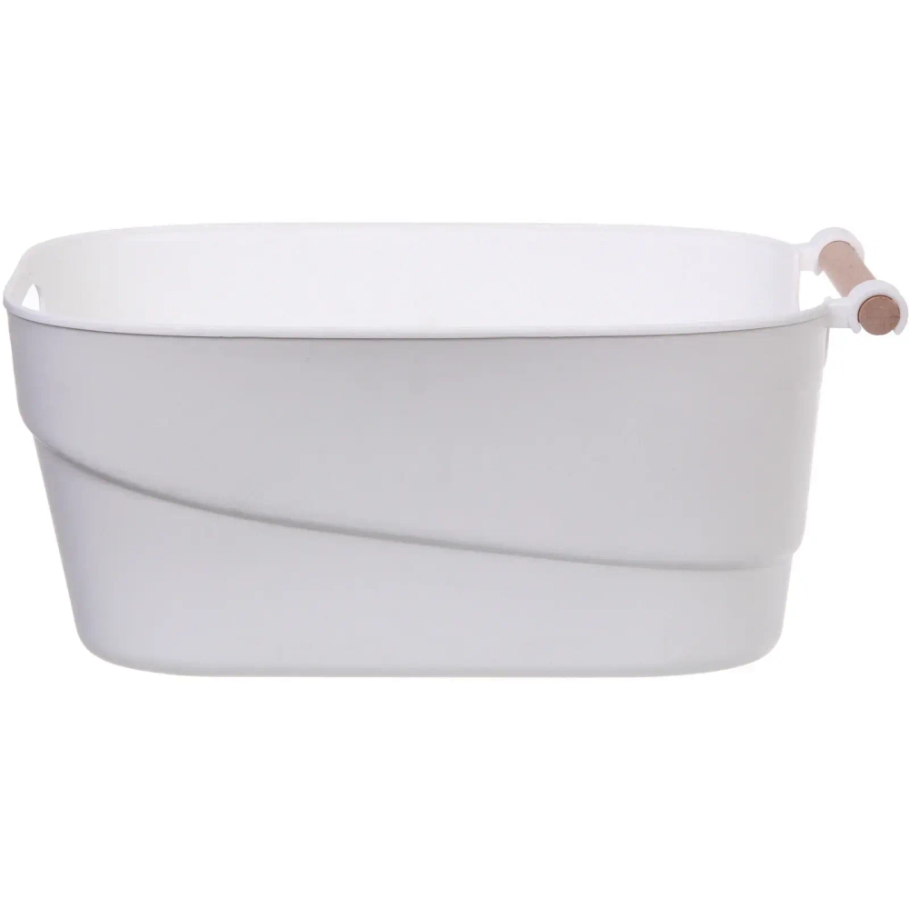 Корзинка для хранения с бамбуковой ручкой «БРАМИНГЕМ», цвет белый, 33.5*18*15.5см