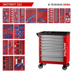 МАСТАК (50-07322R) Набор инструментов 323 предмета, "ЭКСПЕРТ 322", в красной тележке