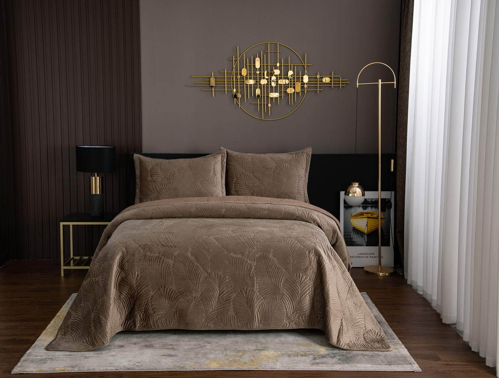 Покрывало 160х220 и наволочка 50х70 Sofi De MarkO Ноэль коричневое