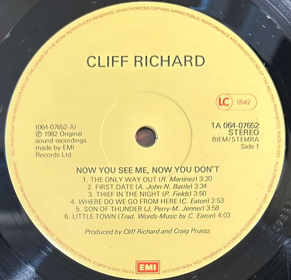 Cliff Richard- Now You See Me, Now You Don't (Голландия 1982г.)