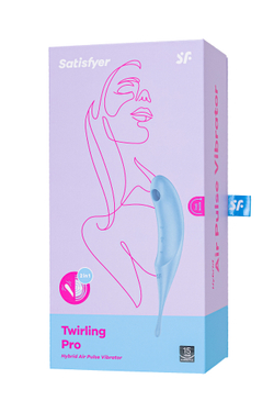 Точечный вибратор с вакуумной стимуляцией Satisfyer Twirling Pro, силикон, голубой, 20 см