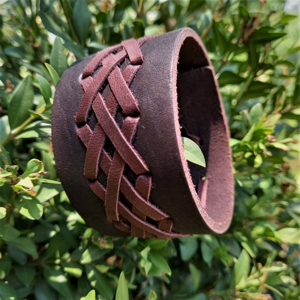 Браслет-плетенка, коричневый | кожа