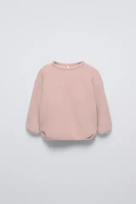 ZARA ФУТБОЛКА ИЗ ТКАНИ SOFT TOUCH, РОЗОВАТЫЙ