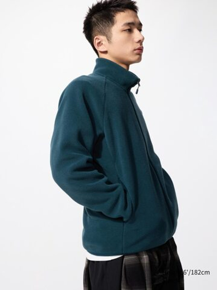 UNIQLO Флисовая куртка на молнии, зеленый